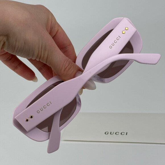 Gucci GG1531SK 003 BRAND NEW Sunglasses Pink Brown Unisex Rectangle - Picture 6 of 13